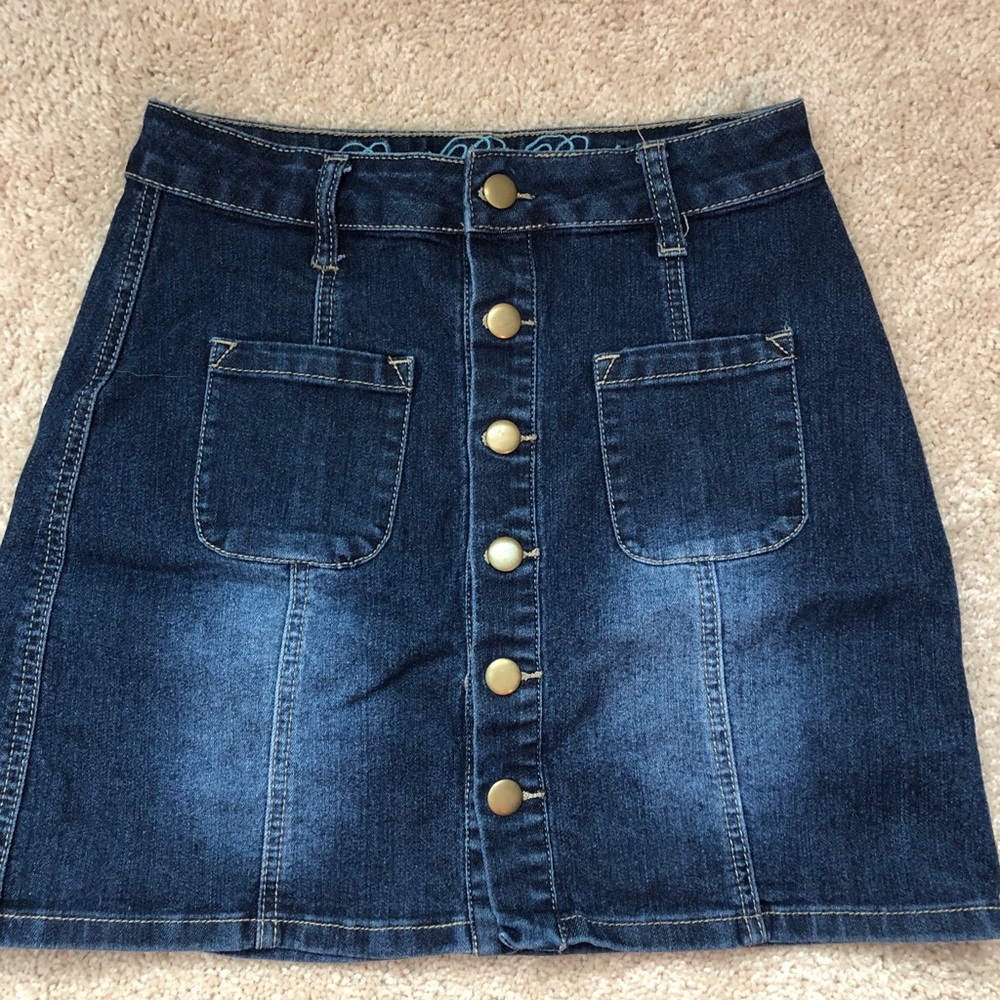 button up denim jean skirt